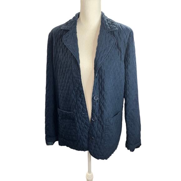 Laura Scott navy blue quilted jacket farmhouse cottage core lightweight neutral - Picture 2 of 7